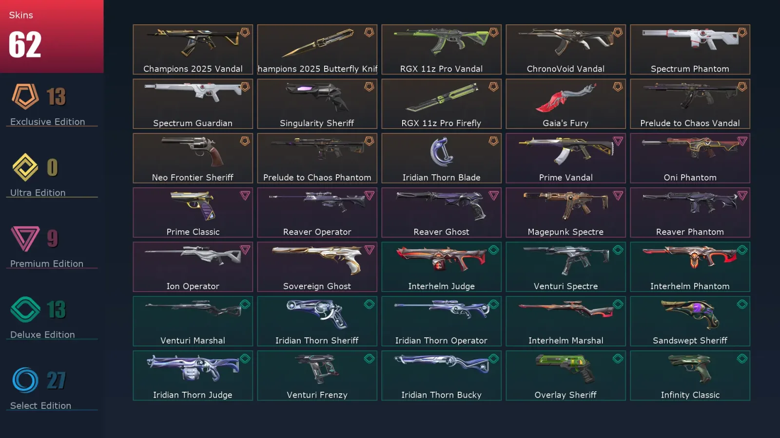 [Valorant] | EU | Level 219 | 27 Agents | 62 Skins — Valorant account