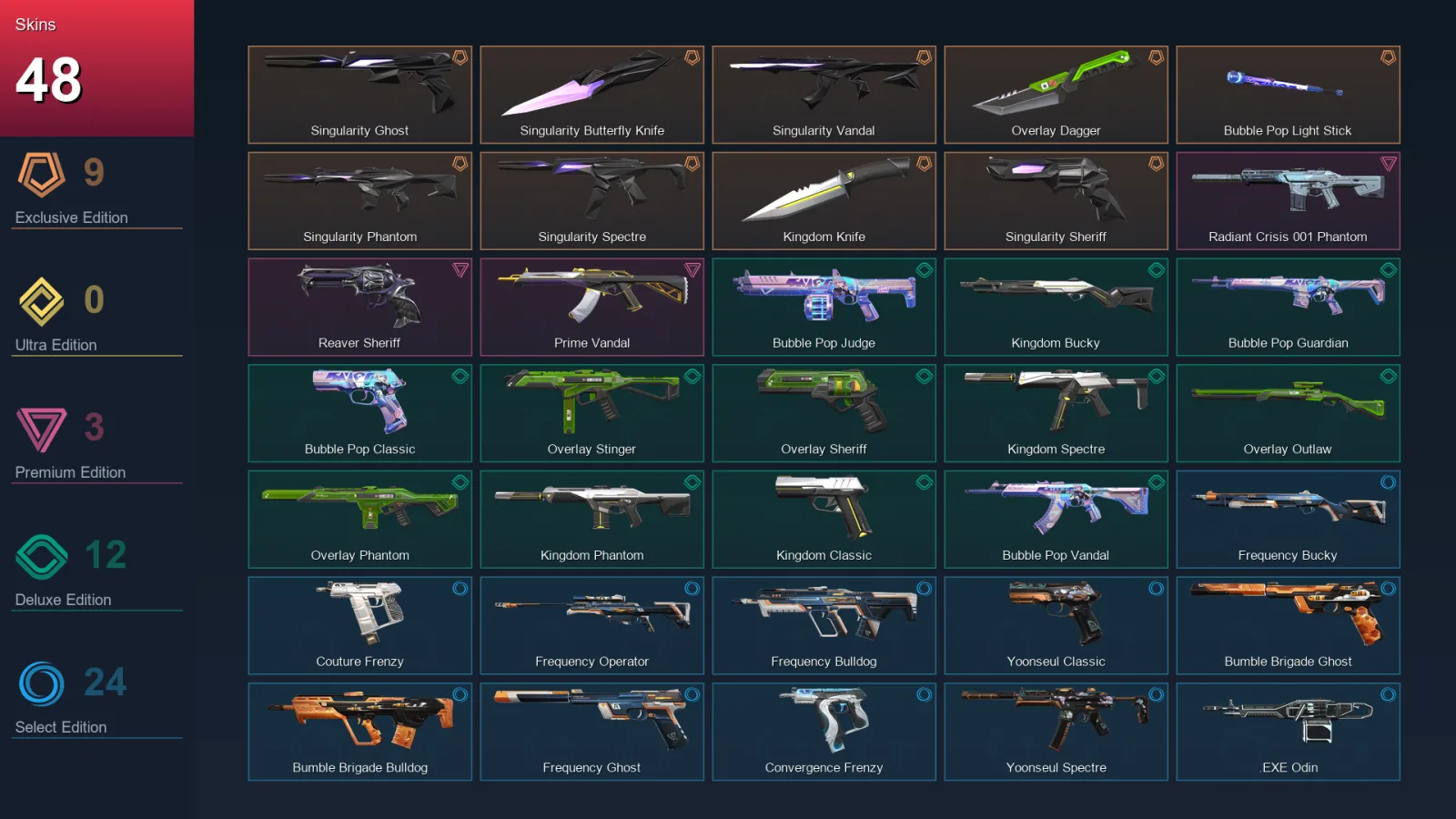 AP | Lv77 | Unranked | 48 Skin | 25 Agent | 46 Buddy