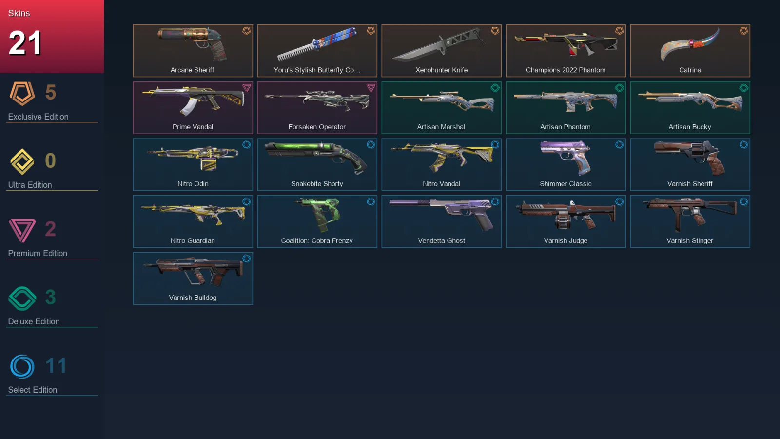 NA | Lv88 | Unranked | 21 Skin | 21 Agent | 33 Buddy — Valorant account