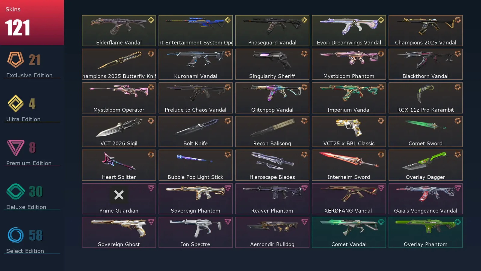 [Valorant] | EU | Level 1 | Radiant | 29 Agents | 121 Skins