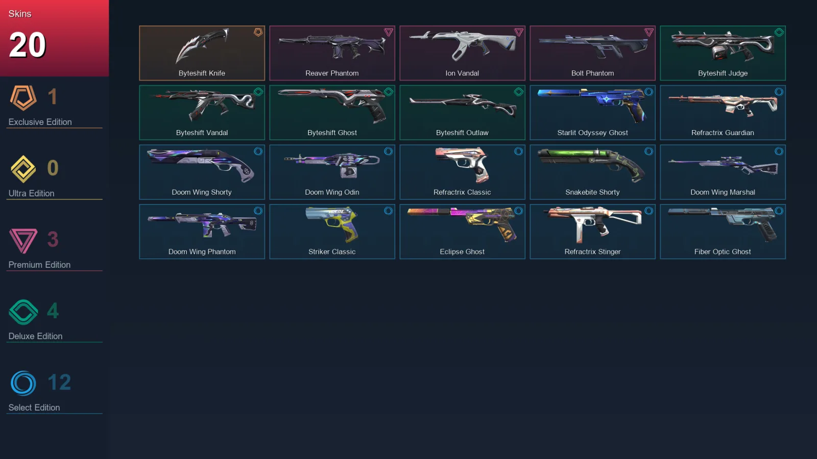 EU | Lv209 | Unranked | 20 Skin | 28 Agent | 74 Buddy