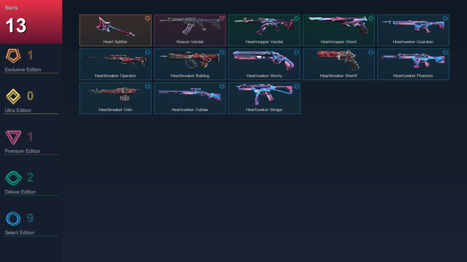 EU | Lv48 | Unranked | 13 Skin | 18 Agent | 22 Buddy &mdash; Valorant account with Chamber