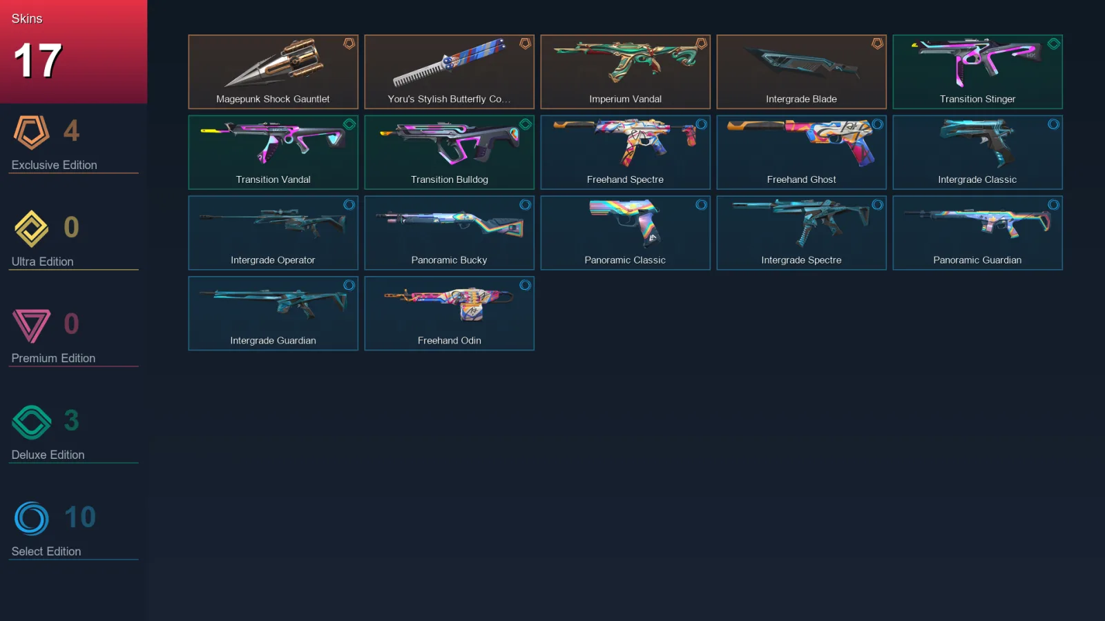 EU | Lv31 | Unranked | 17 Skin | 12 Agent | 15 Buddy