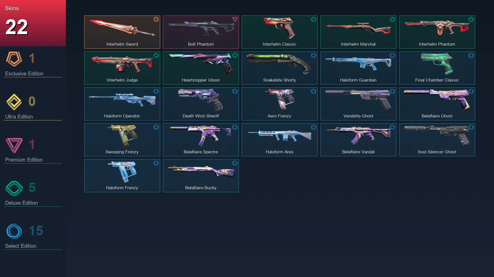 AP | Lv167 | Unranked | 22 Skin | 28 Agent | 66 Buddy