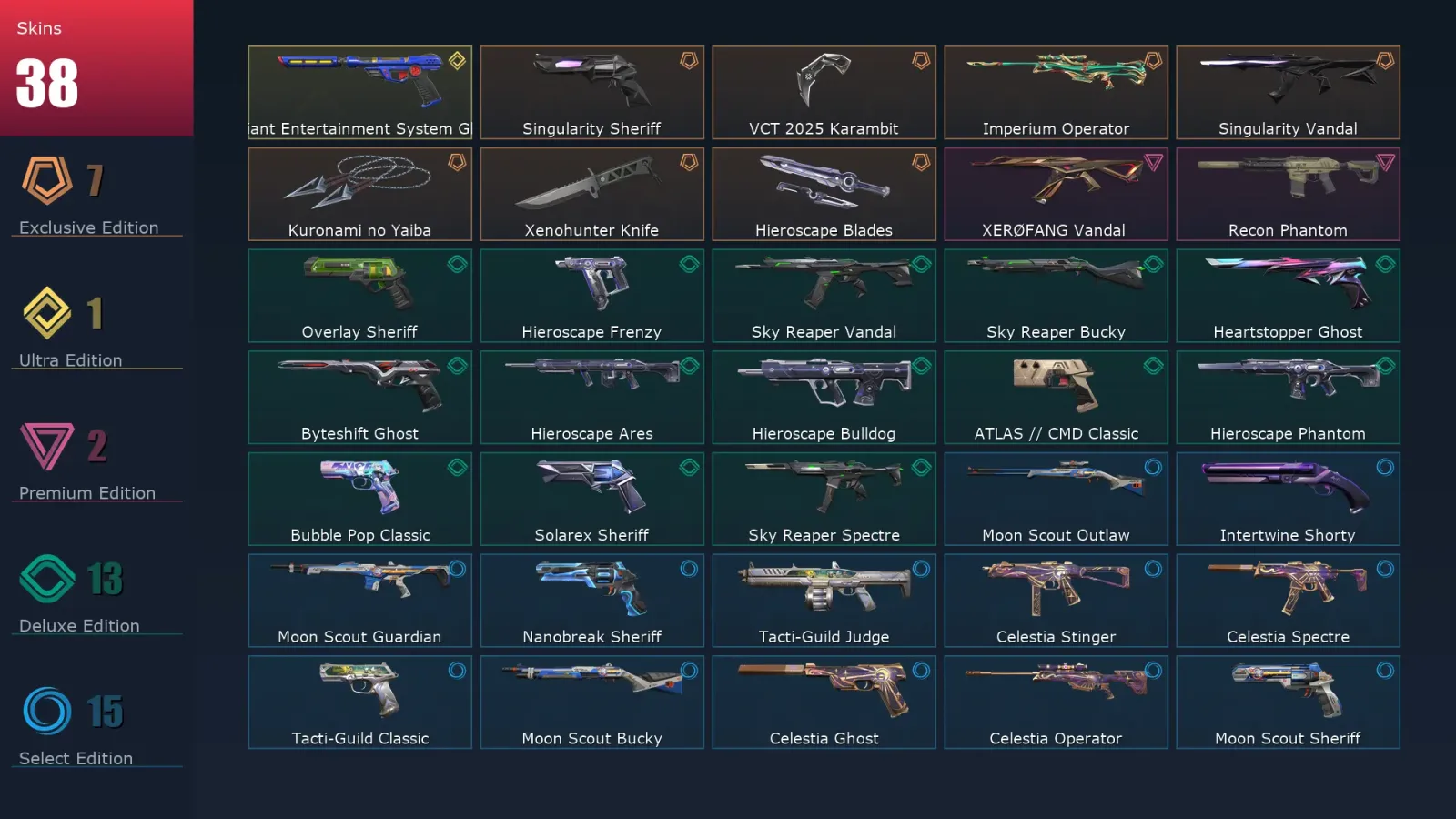 [Valorant] | EU | Level 1 | Radiant | 29 Agents | 38 Skins