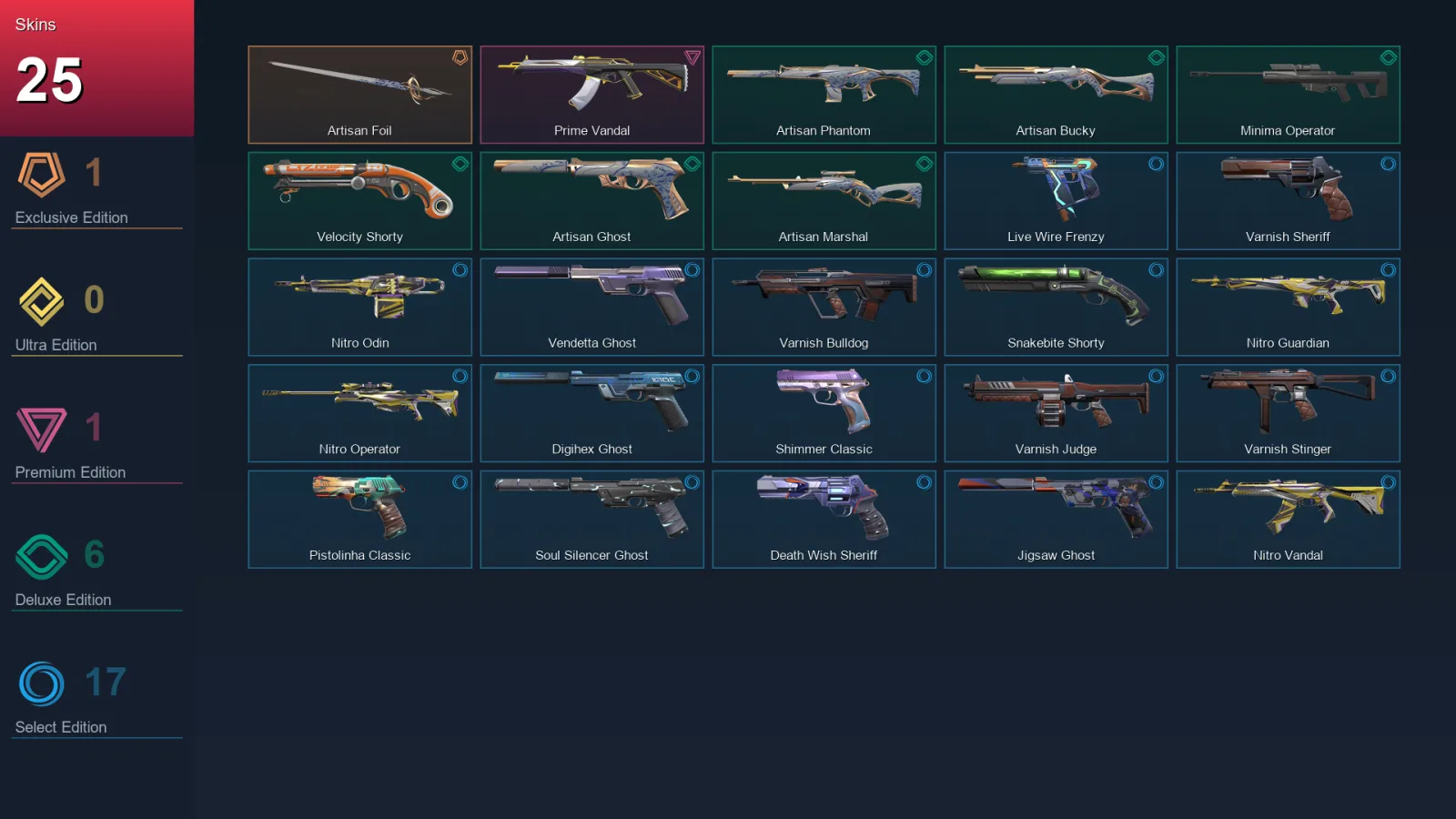 EU | Lv176 | Unranked | 25 Skin | 25 Agent | 63 Buddy