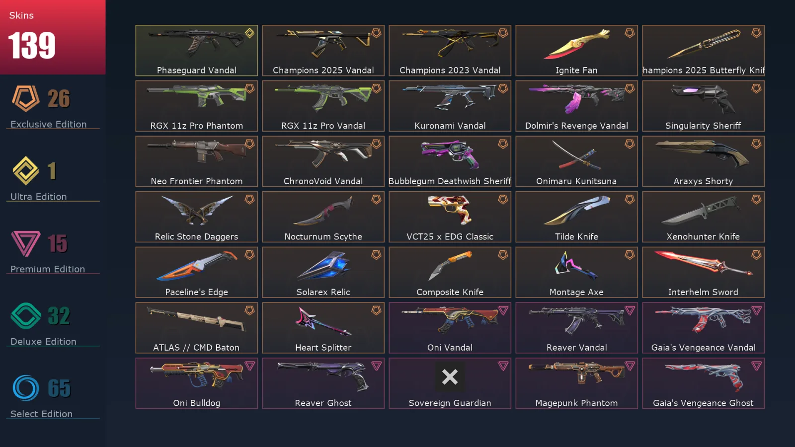 [Valorant] | EU | Level 258 | Ascendant 3 | 29 Agents | 139 Skins