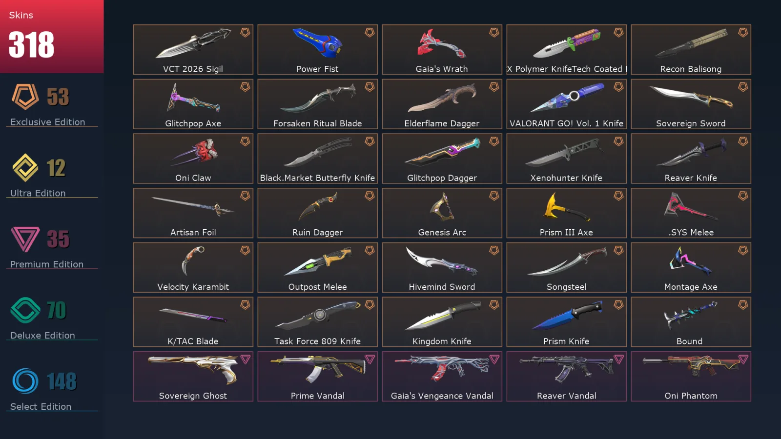 [Valorant] | EU | Level 500 | 27 Agents | 318 Skins