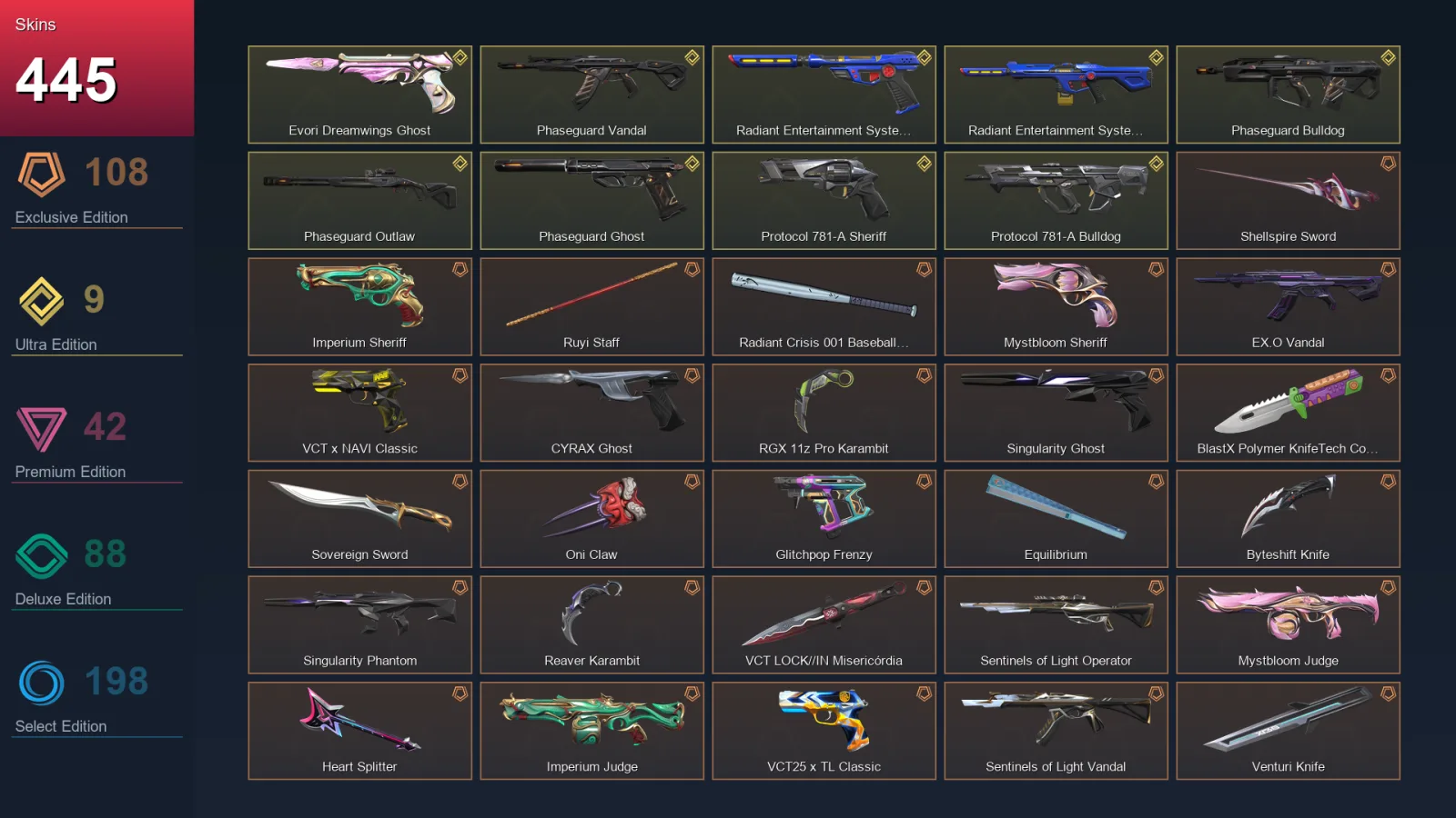 EU | Lv497 | Unranked | 445 Skin | 29 Agent | 296 Buddy — Valorant account