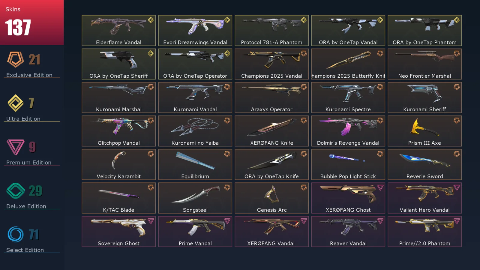 [Valorant] | EU | Level 360 | 28 Agents | 137 Skins