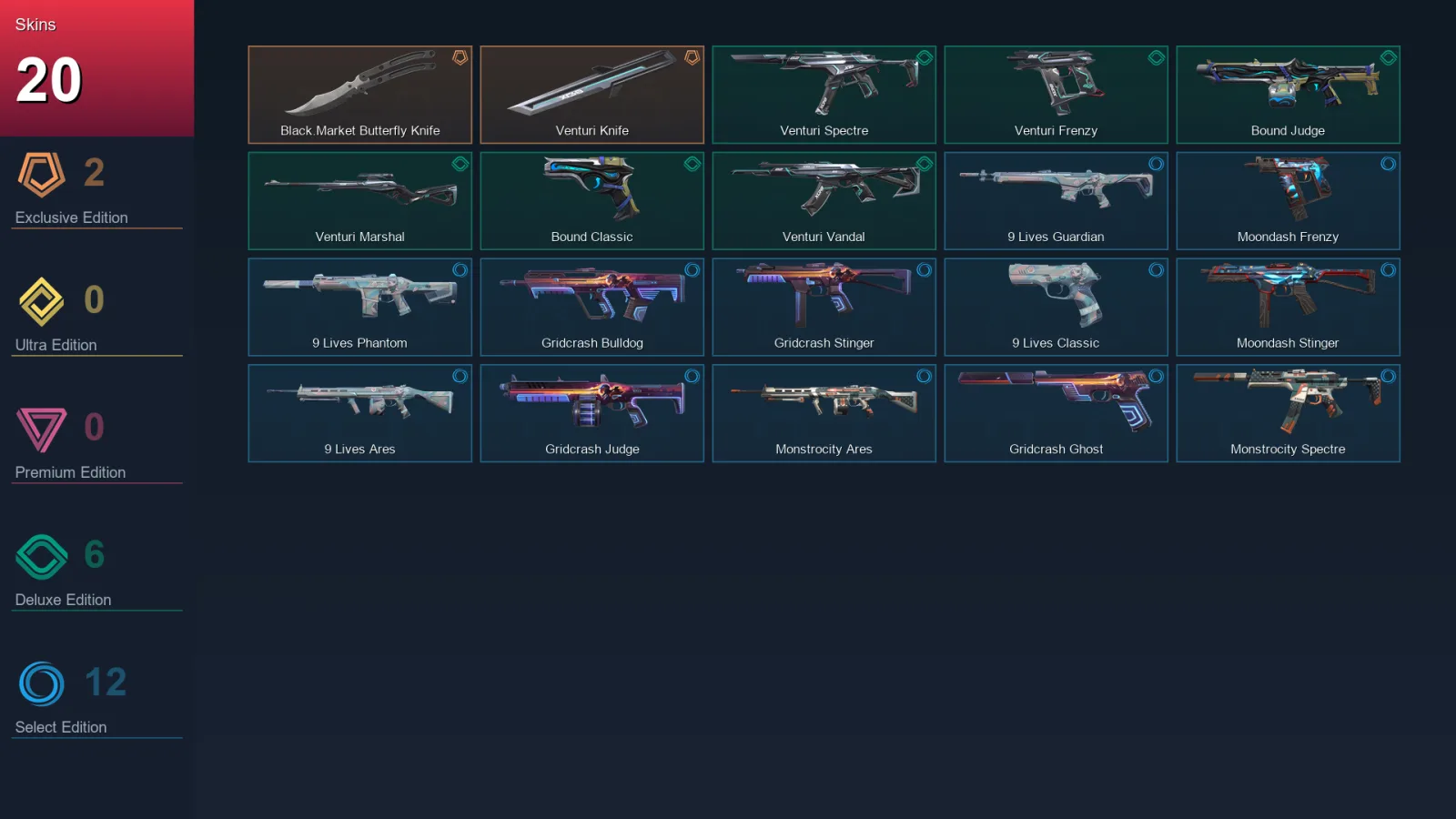NA | Lv40 | Unranked | 20 Skin | 14 Agent | 24 Buddy