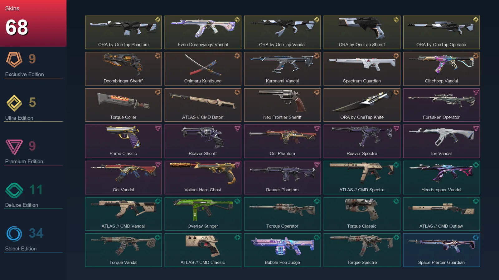 EU | Lv103 | Unranked | 68 Skin | 29 Agent | 62 Buddy