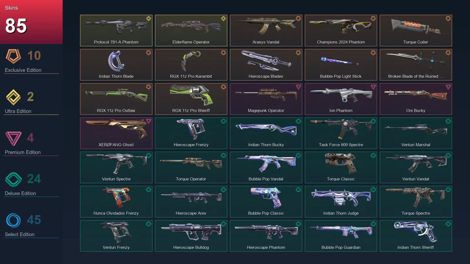 AP | Lv112 | Unranked | 85 Skin | 27 Agent | 78 Buddy