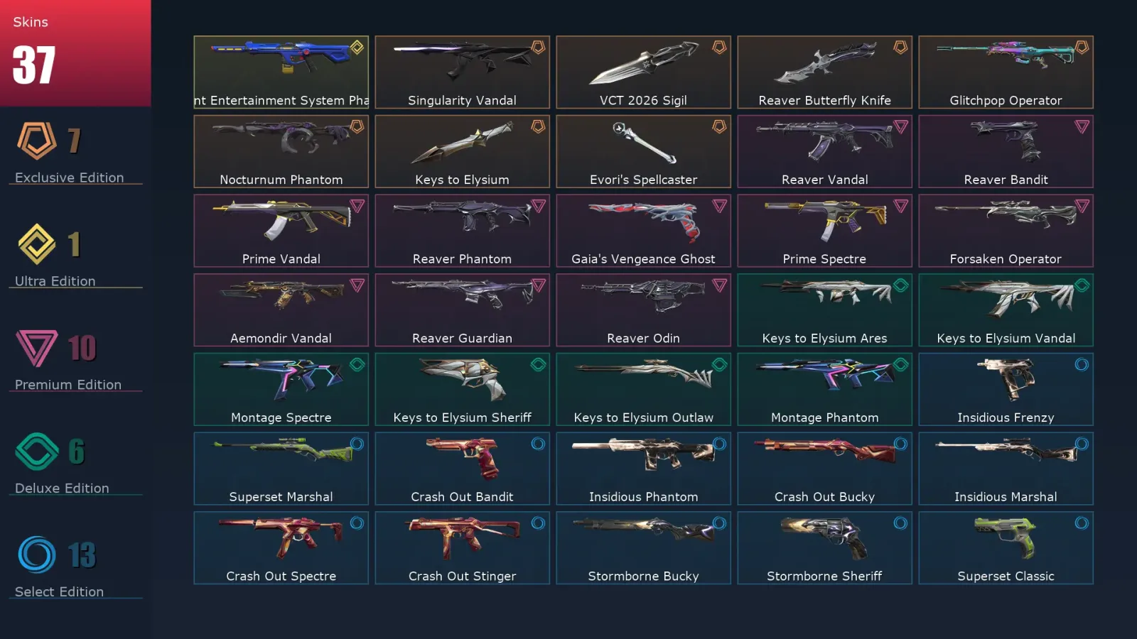 [Valorant] | EU | Level 59 | Silver 2 | 19 Agents | 37 Skins — Valorant account