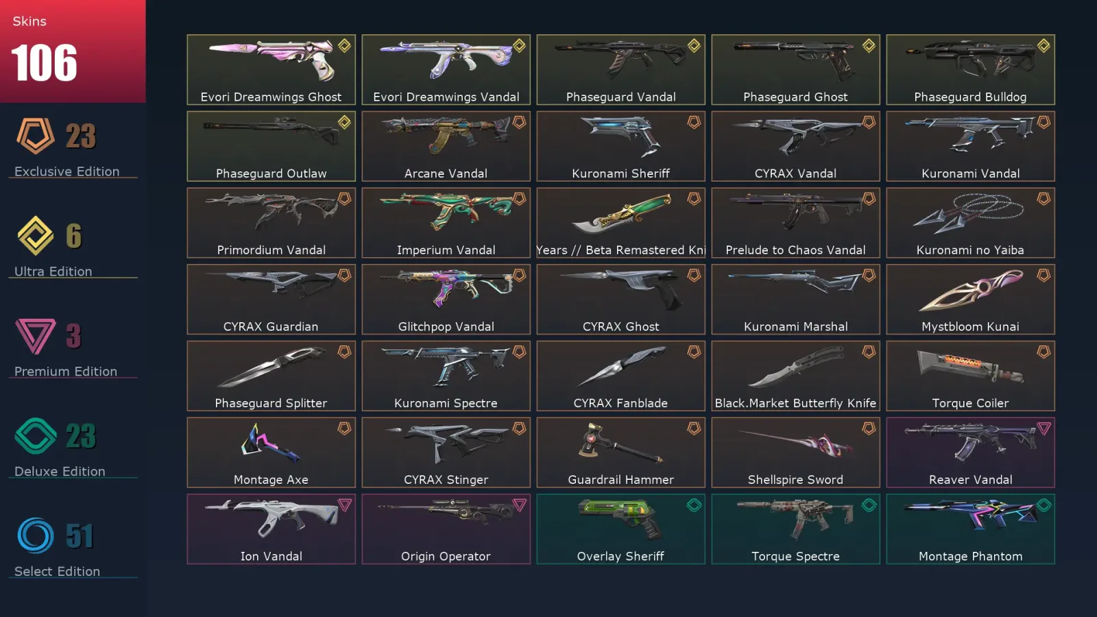[Valorant] | EU | Level 131 | 29 Agents | 106 Skins — Valorant account