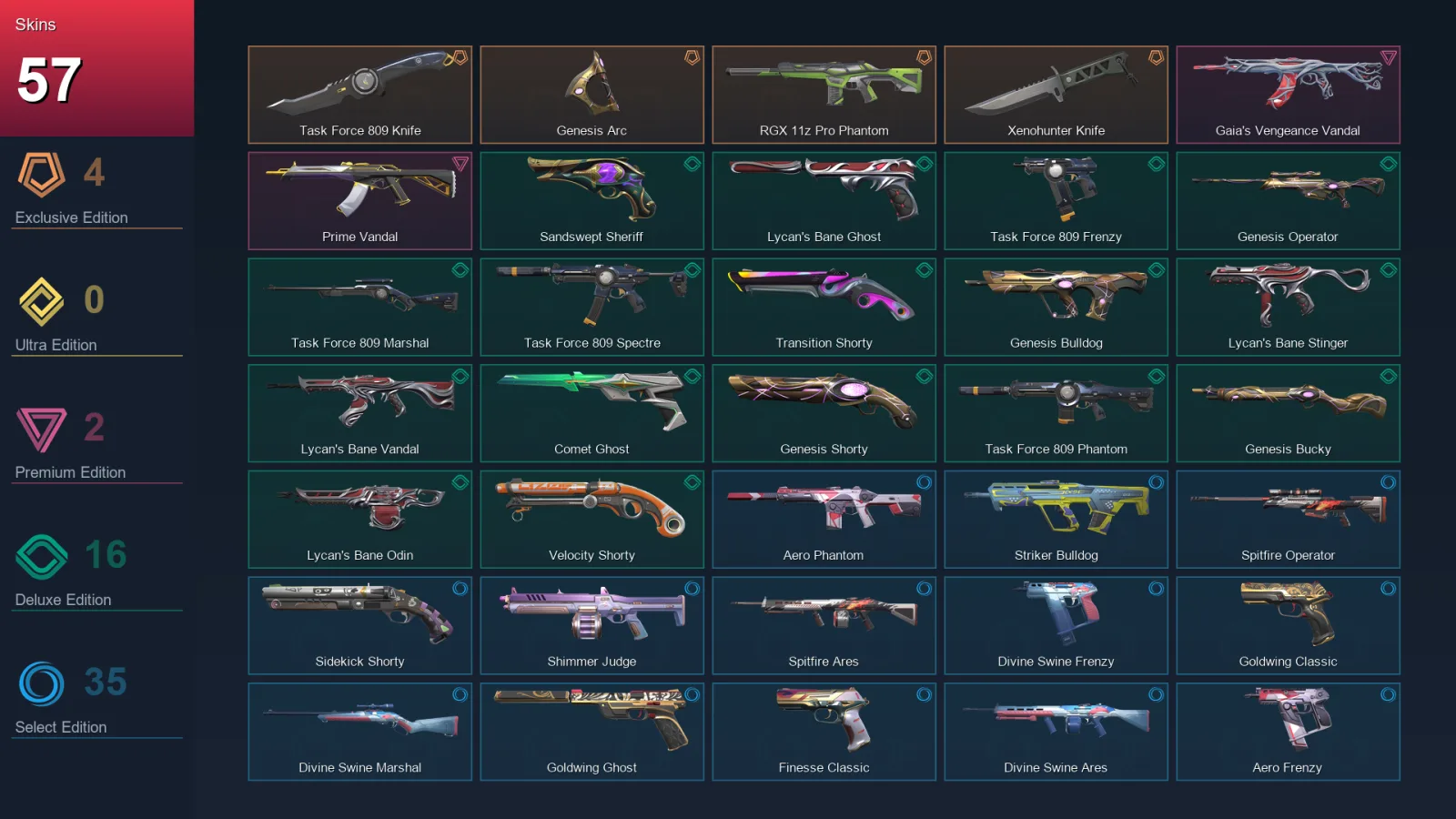 LA | Lv290 | Unranked | 57 Skin | 28 Agent | 122 Buddy