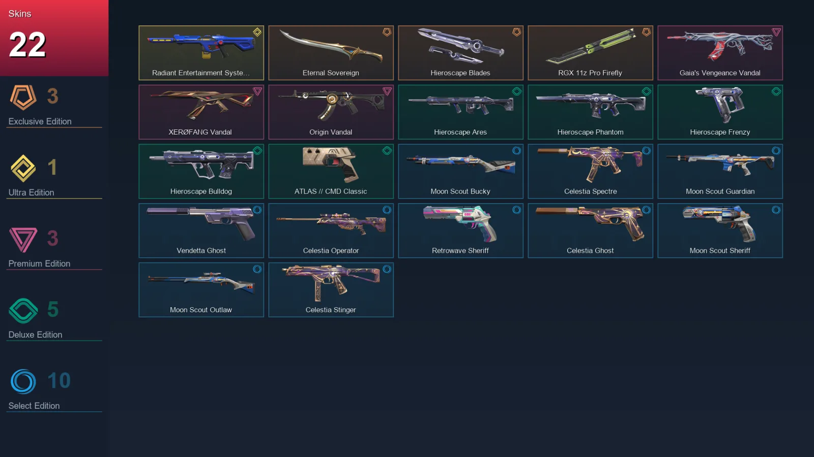 EU | Lv98 | Unranked | 22 Skin | 24 Agent | 41 Buddy — Valorant account