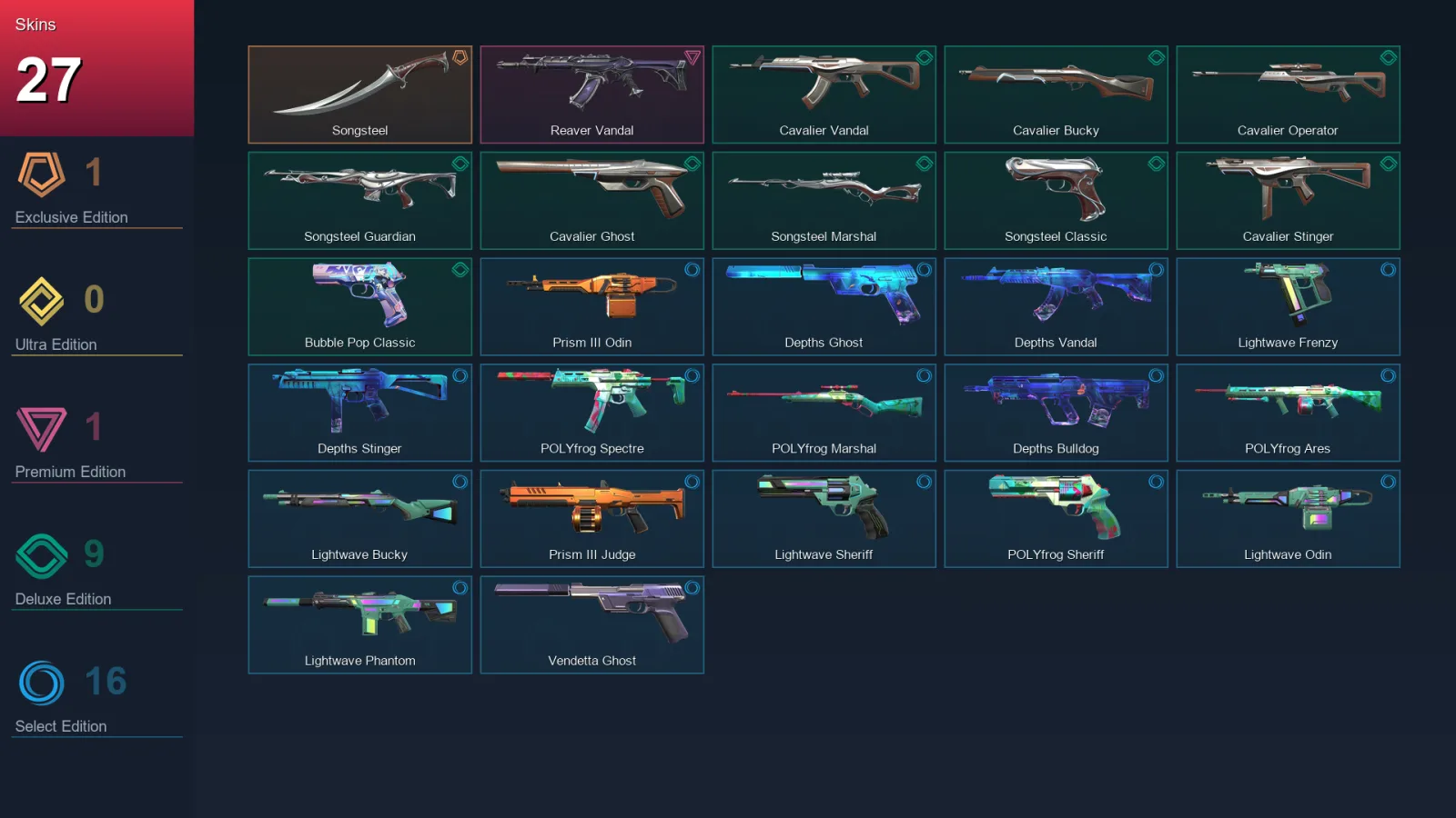EU | Lv121 | Unranked | 27 Skin | 27 Agent | 51 Buddy