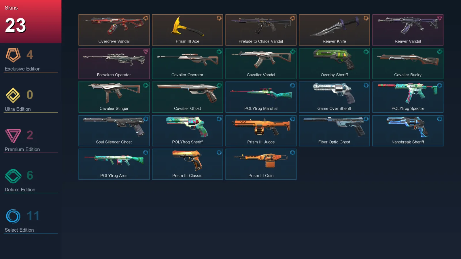 EU | Lv105 | Unranked | 23 Skin | 27 Agent | 38 Buddy
