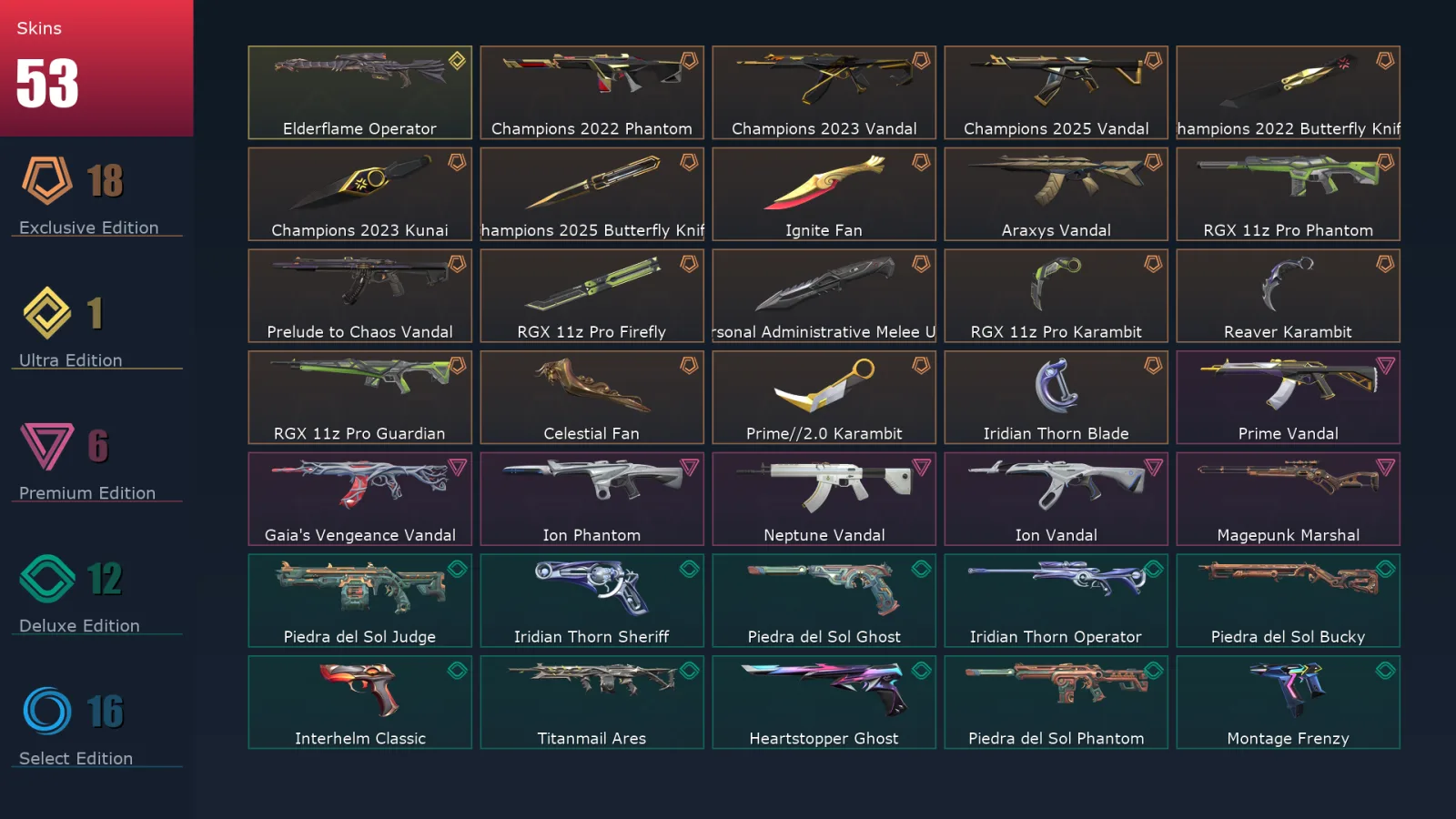 [Valorant] | EU | Level 123 | 28 Agents | 53 Skins