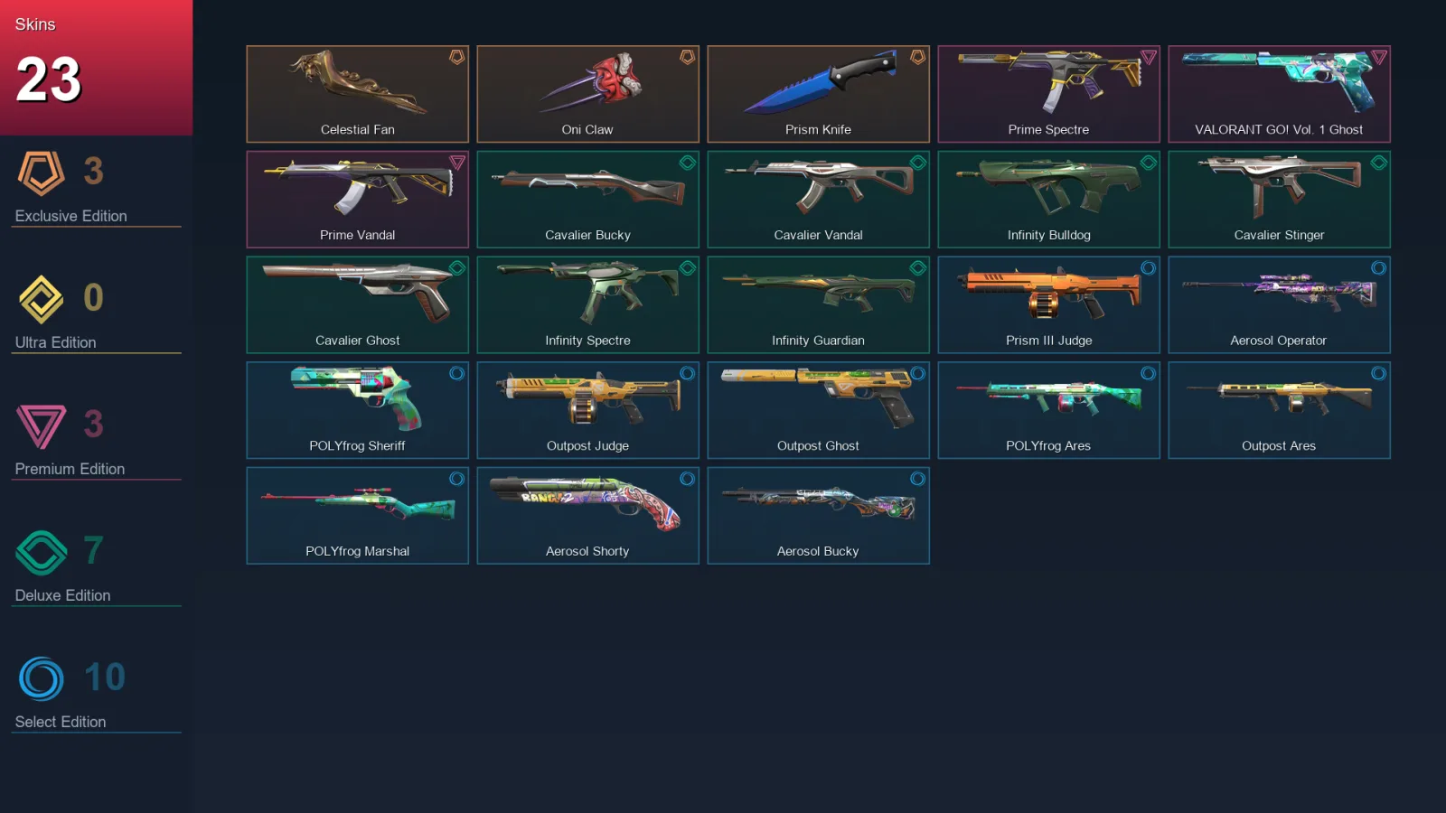 NA | Lv19 | Unranked | 23 Skin | 11 Agent | 21 Buddy