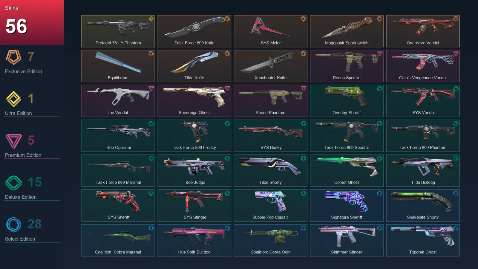 AP | Lv160 | Unranked | 56 Skin | 25 Agent | 81 Buddy