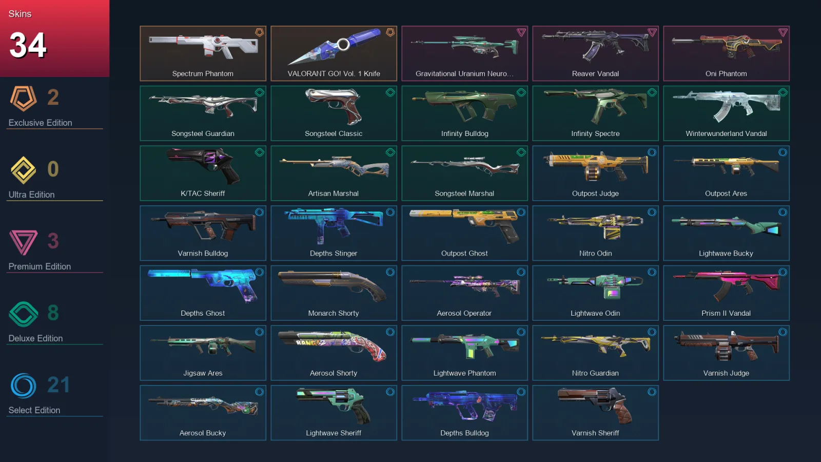 EU | Lv35 | Unranked | 34 Skin | 16 Agent | 42 Buddy