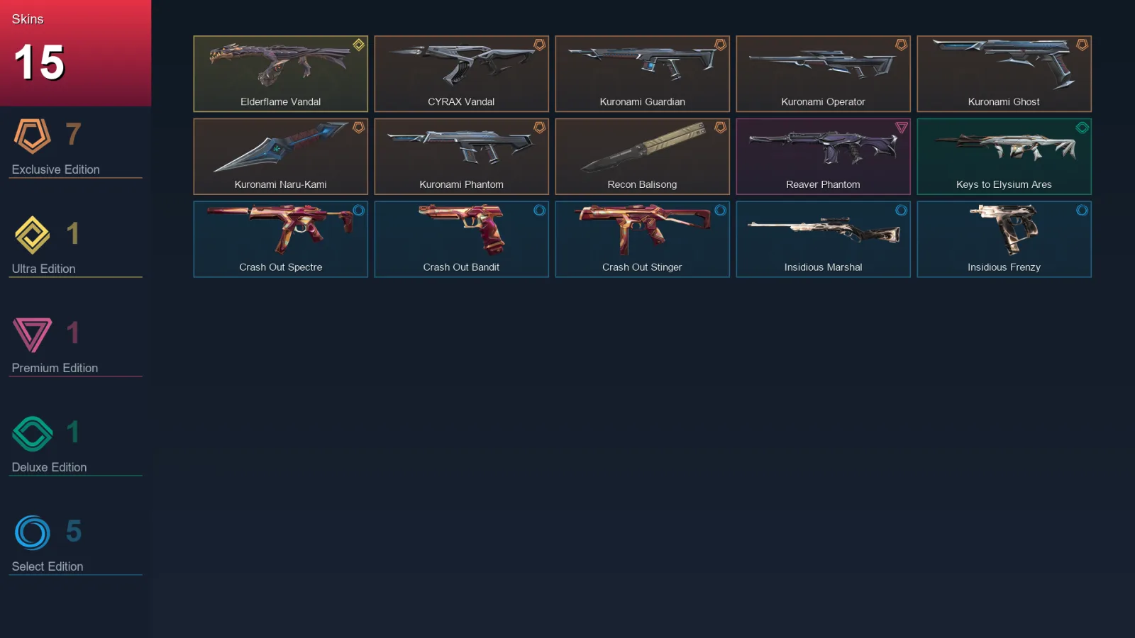EU | Lv11 | Unranked | 15 Skin | 7 Agent | 5 Buddy