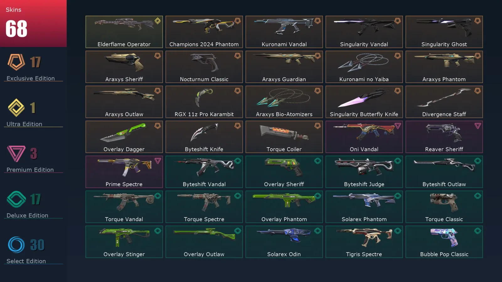 [Valorant] | EU | Level 130 | 29 Agents | 68 Skins — Valorant account