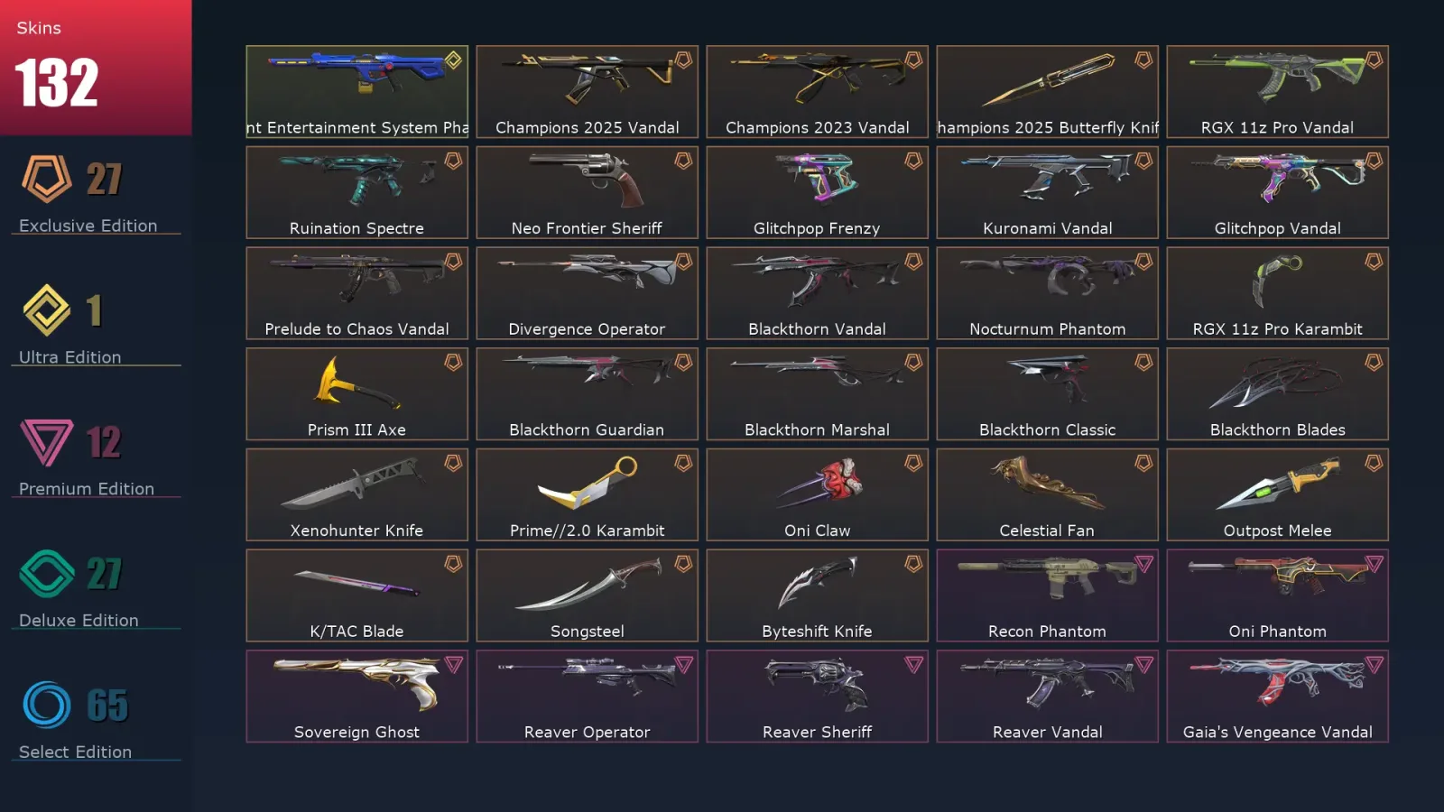 [Valorant] | EU | Level 470 | 29 Agents | 132 Skins