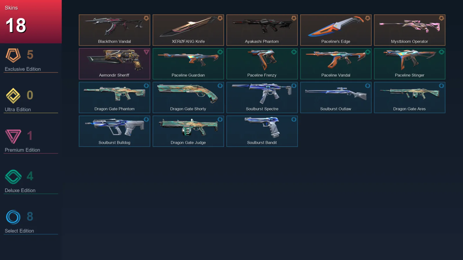 AP | Lv25 | Unranked | 18 Skin | 11 Agent | 11 Buddy