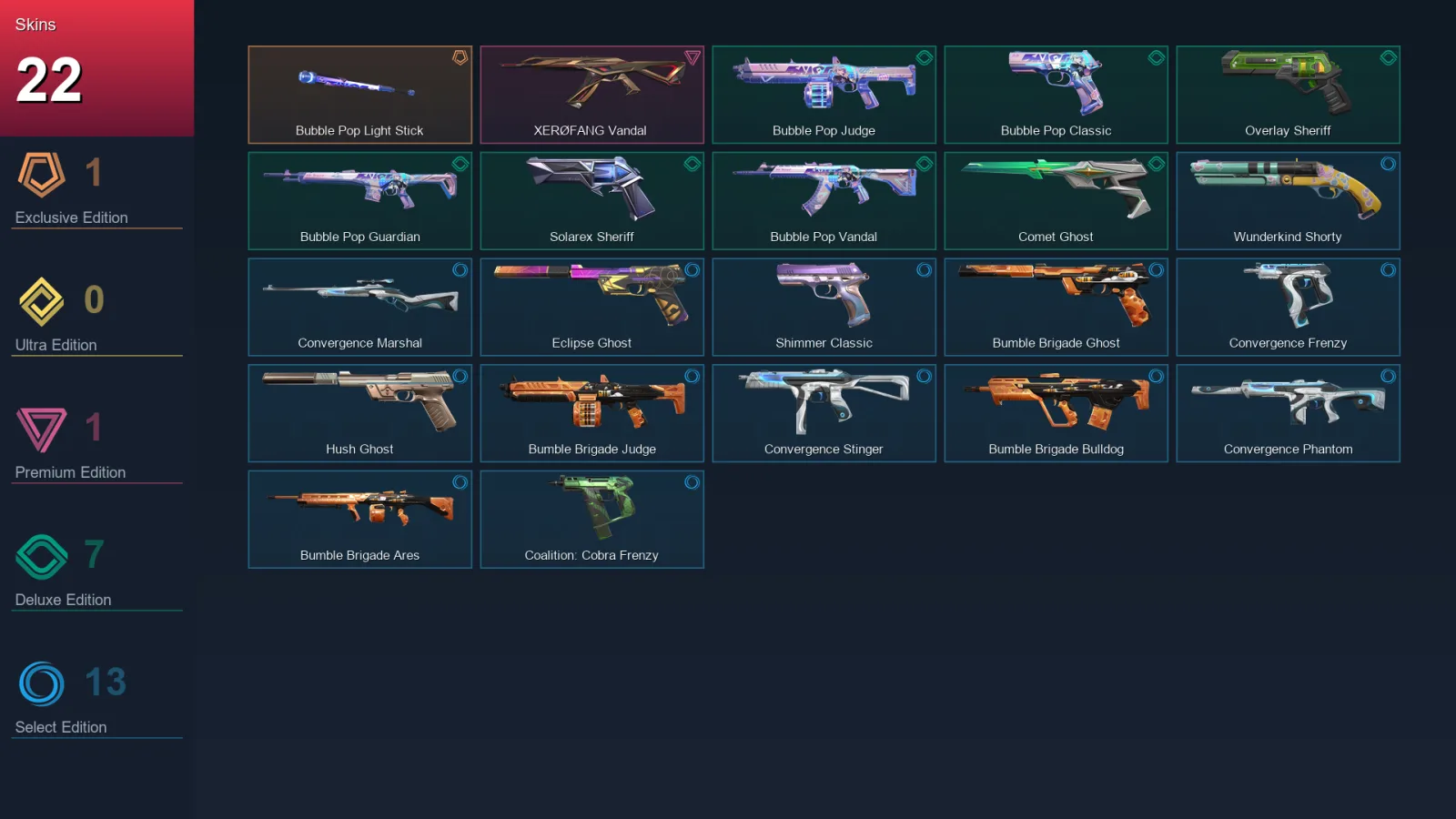 AP | Lv208 | Unranked | 22 Skin | 28 Agent | 85 Buddy