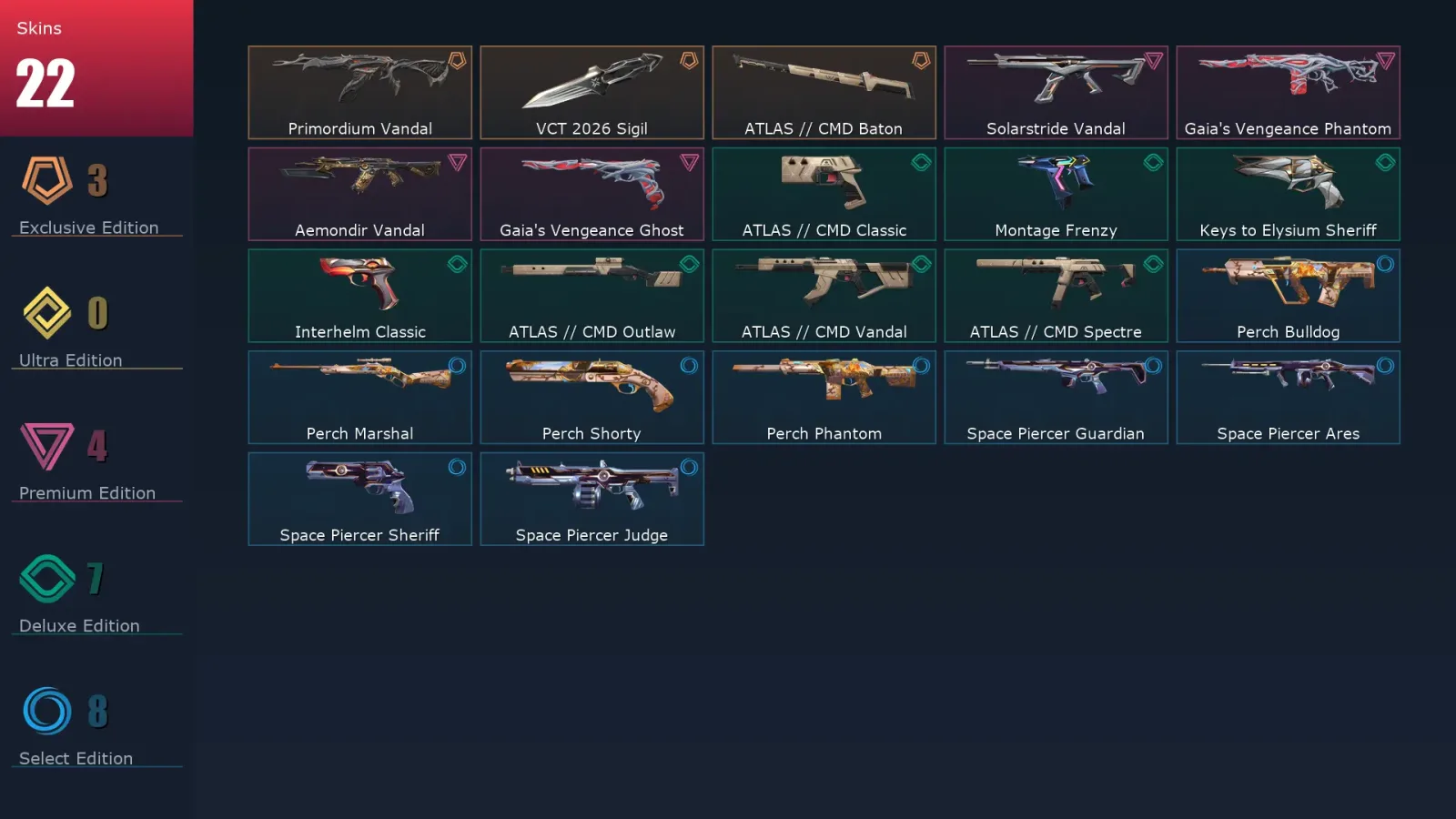 [Valorant] | EU | Level 116 | Silver 3 | 28 Agents | 22 Skins