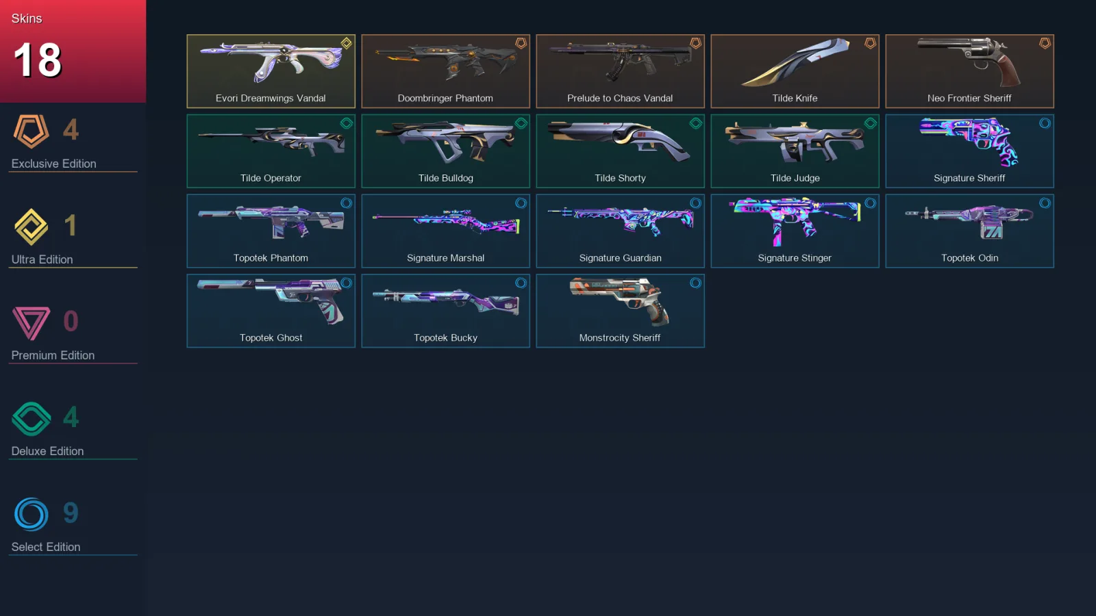 NA | Lv63 | Unranked | 18 Skin | 24 Agent | 27 Buddy