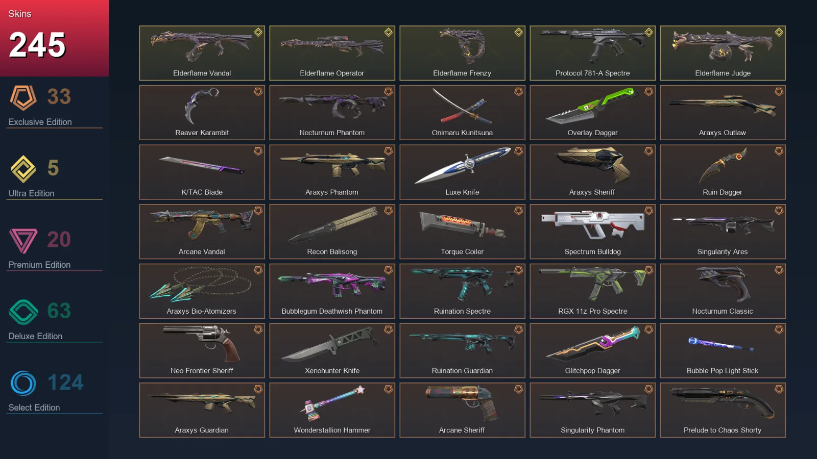 AP | Reaver Karambit | Nocturnum Phantom | Onimaru Kunitsuna | Overlay Dagger | 245 Skin | 29 Agent | 219 Buddy | Lv253