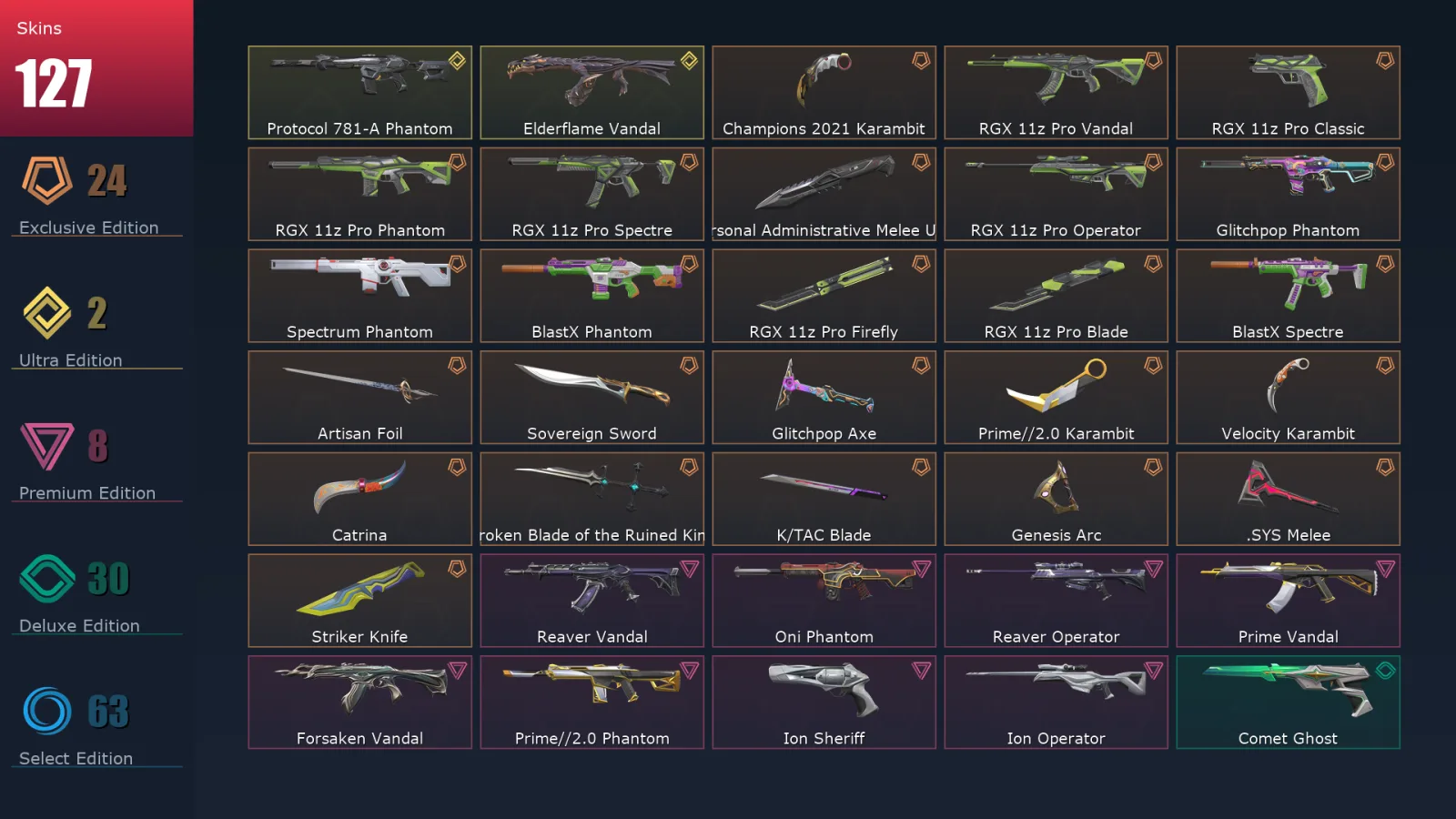 [Valorant] | EU | Level 468 | 27 Agents | 127 Skins
