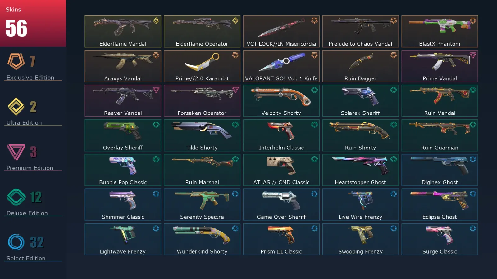 [Valorant] | EU | Level 500 | 28 Agents | 56 Skins — Valorant account