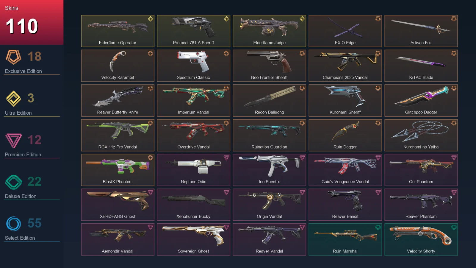 EU | Lv475 | Unranked | 110 Skin | 28 Agent | 182 Buddy