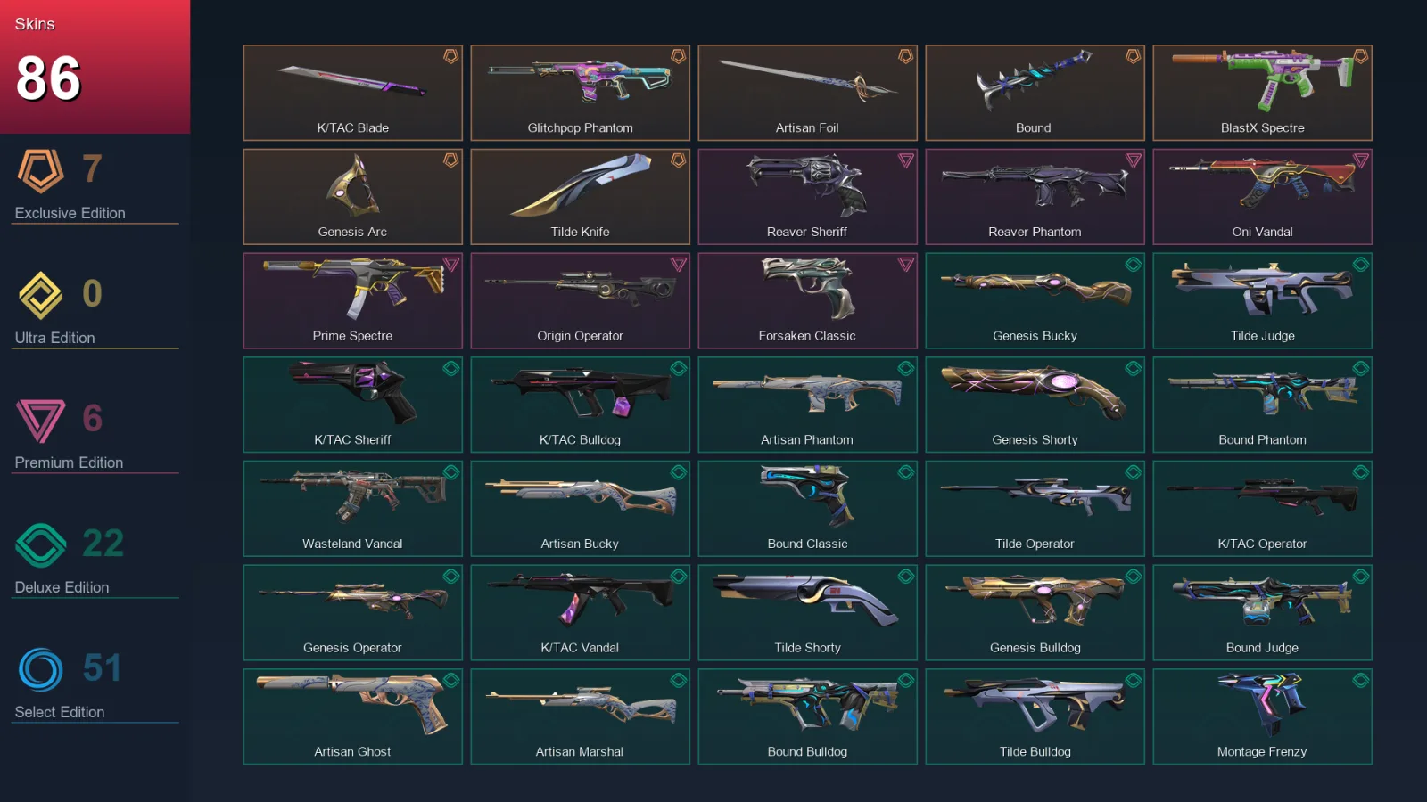AP | Lv253 | Unranked | 86 Skin | 29 Agent | 122 Buddy