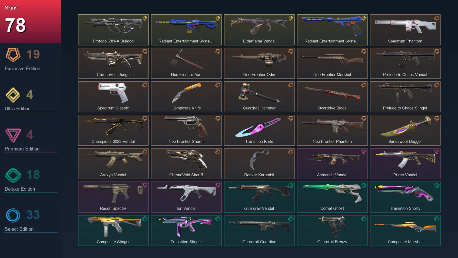 NA | Lv161 | Unranked | 78 Skin | 25 Agent | 79 Buddy