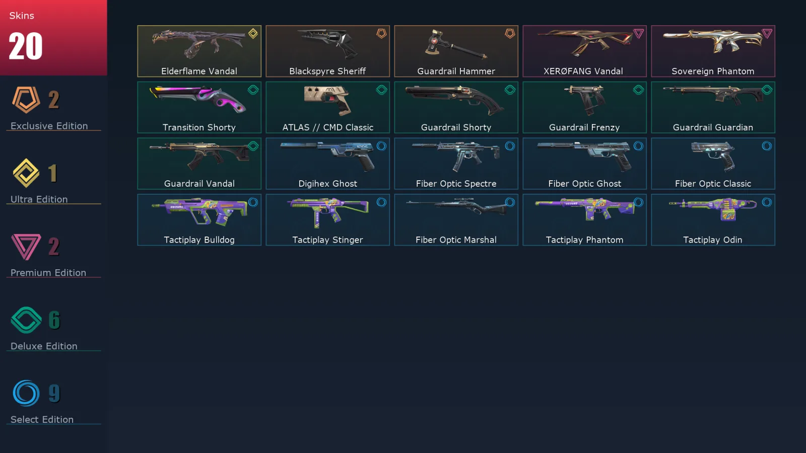 [Valorant] | EU | Level 139 | Gold 2 | 29 Agents | 20 Skins