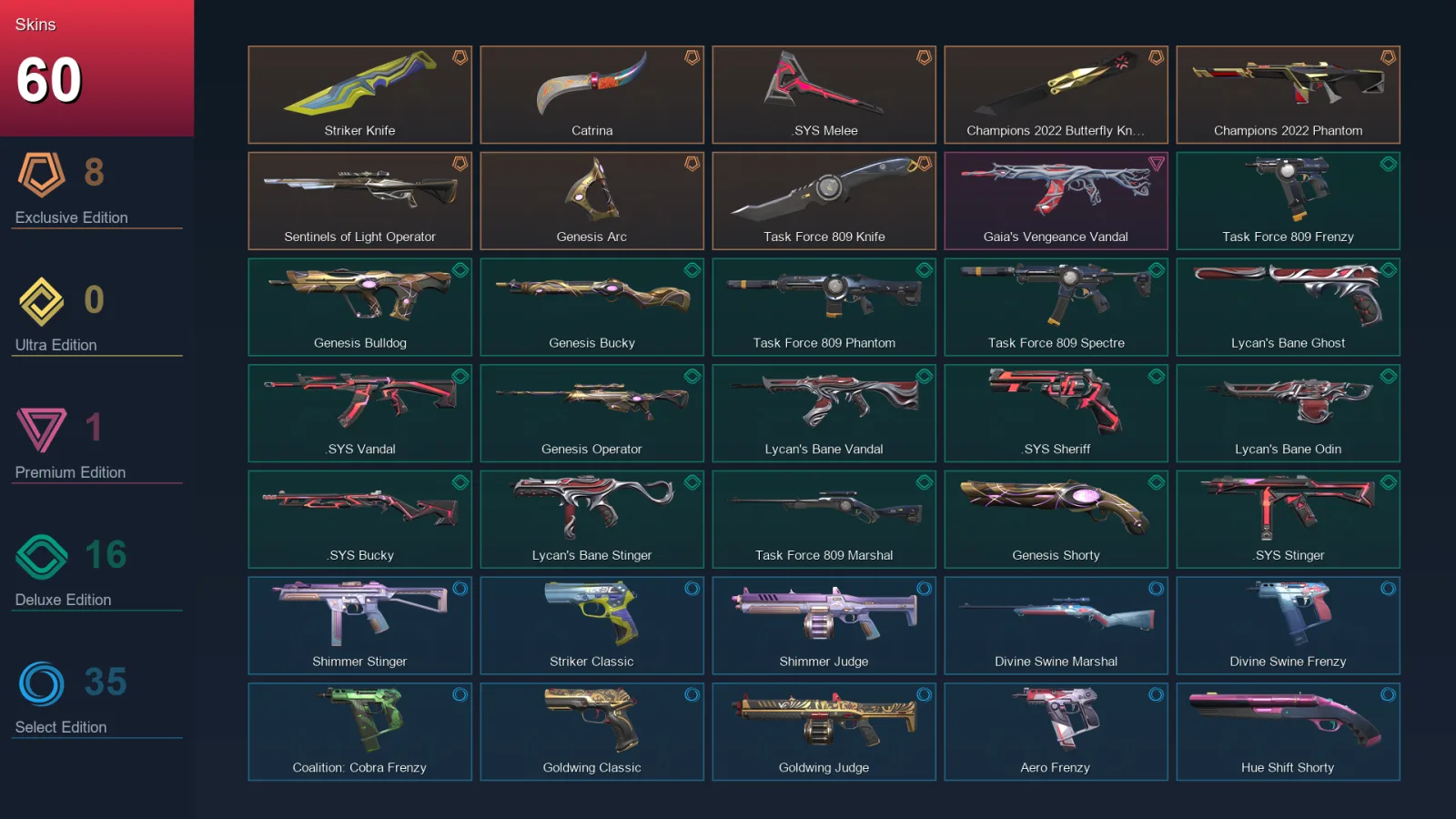AP | Lv109 | Unranked | 60 Skin | 25 Agent | 68 Buddy