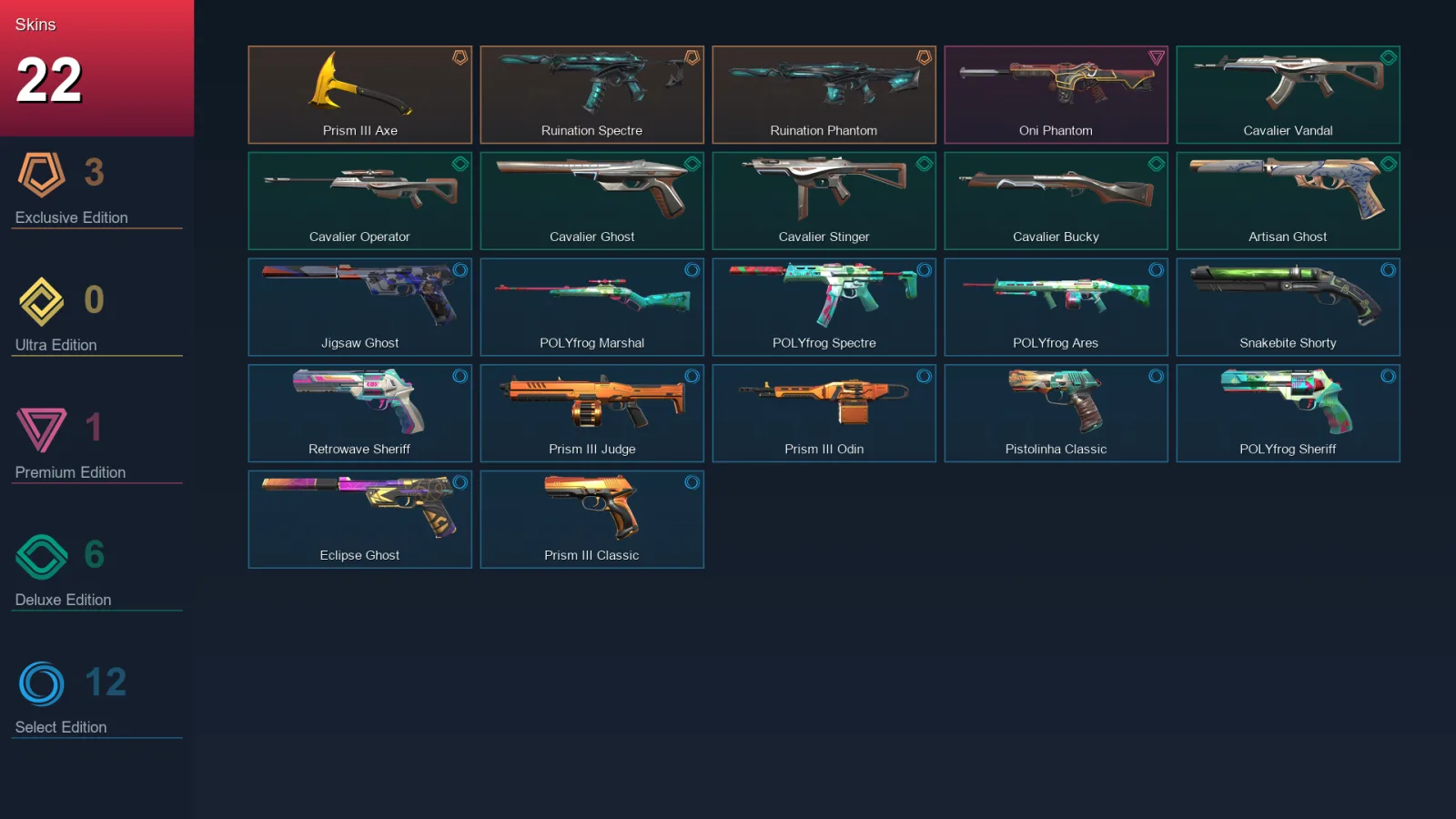 AP | Lv116 | Unranked | 22 Skin | 24 Agent | 43 Buddy