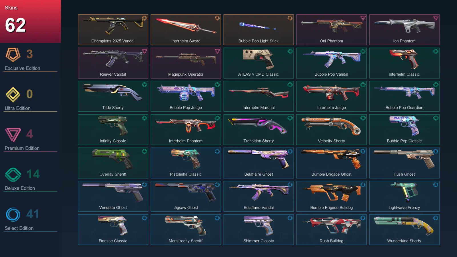 AP | Lv368 | Unranked | 62 Skin | 28 Agent | 177 Buddy — Valorant account