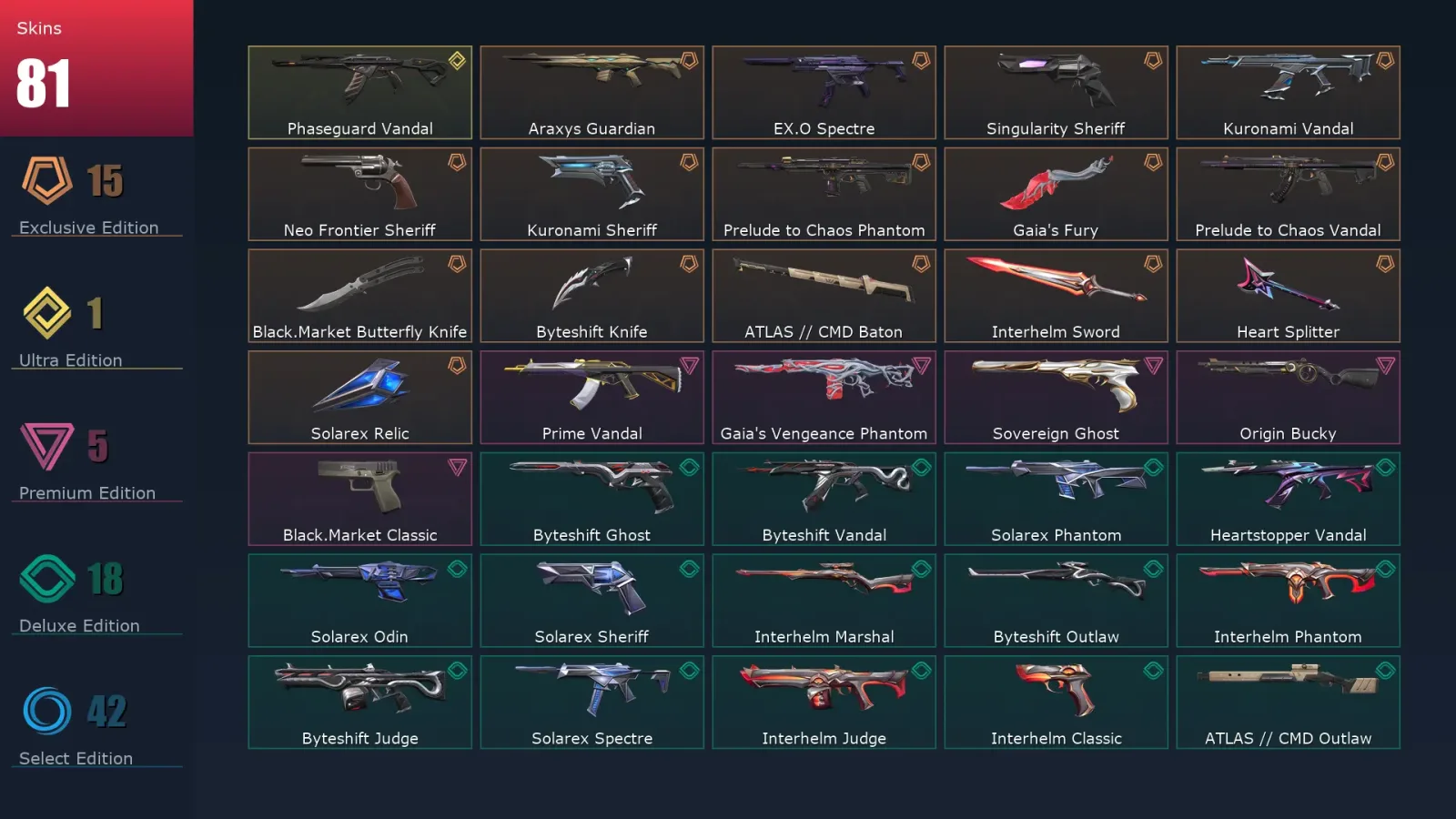 [Valorant] | EU | Level 134 | Platinum 1 | 27 Agents | 81 Skins — Valorant account