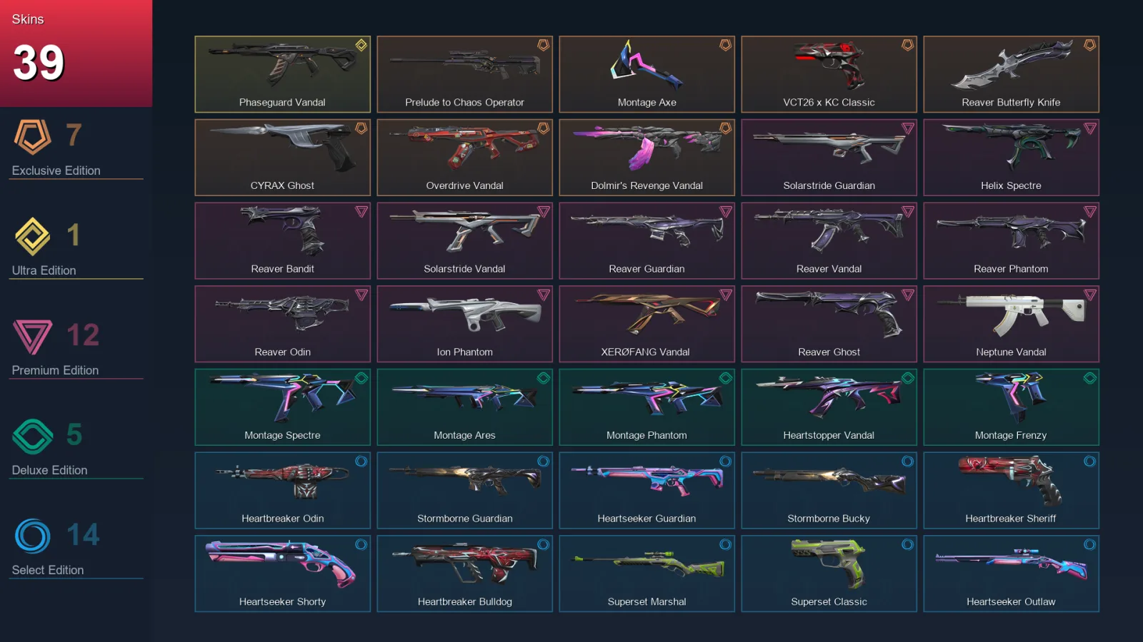 EU | Lv36 | Platinum II | 39 Skin | 14 Agent | 21 Buddy