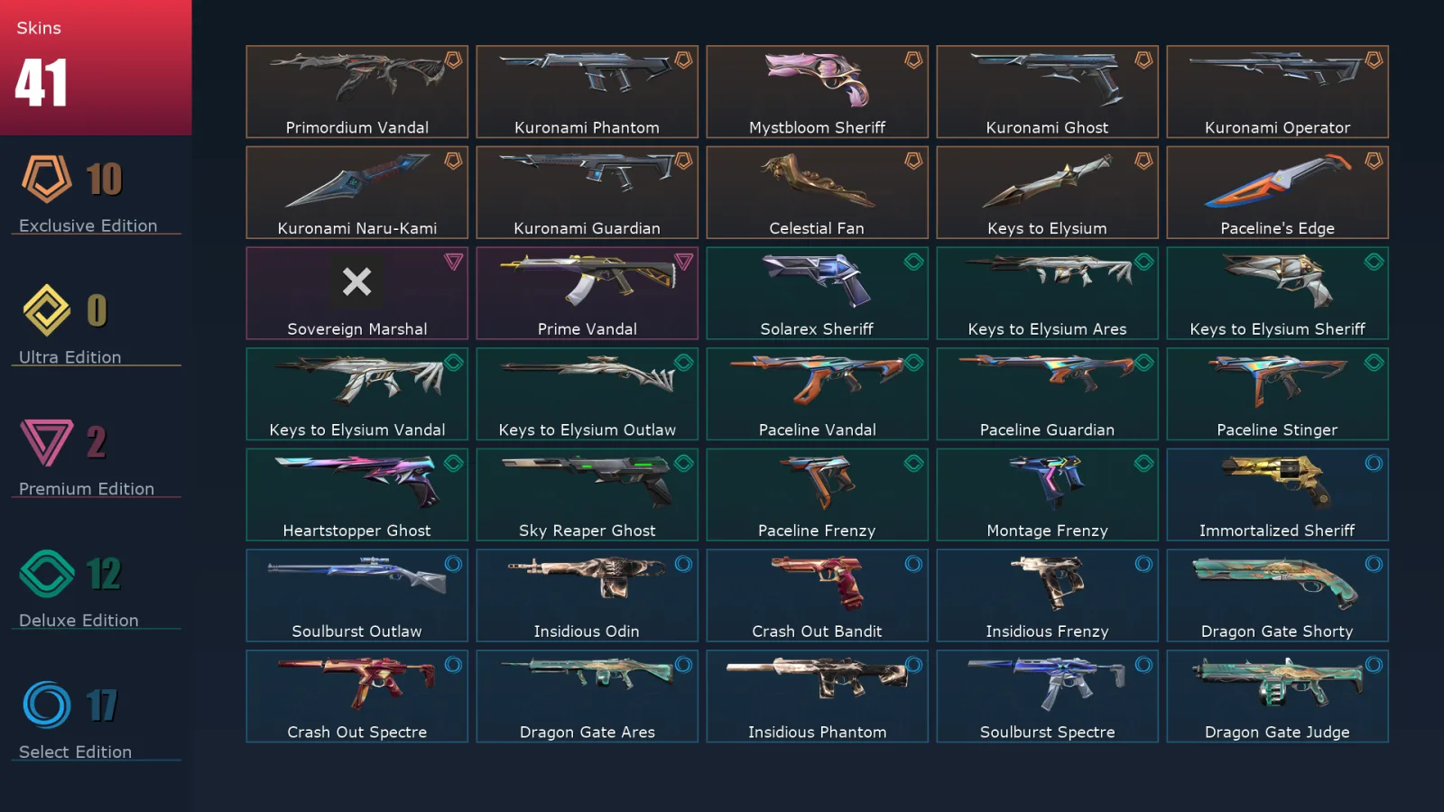 [Valorant] | EU | Level 221 | Diamond 2 | 29 Agents | 41 Skins