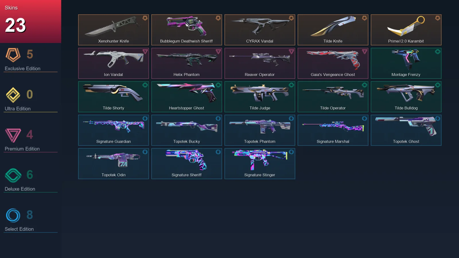 BR | Xenohunter Knife | Bubblegum Deathwish Sheriff | CYRAX Vandal | Tilde Knife | 23 Skin | 22 Agent | 42 Buddy | Lv68