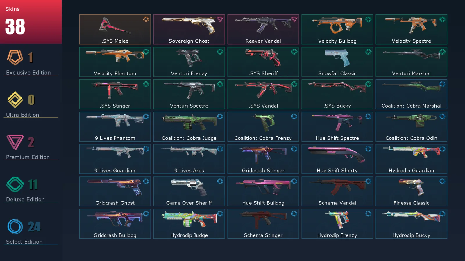 [Valorant] | EU | Level 105 | 26 Agents | 38 Skins