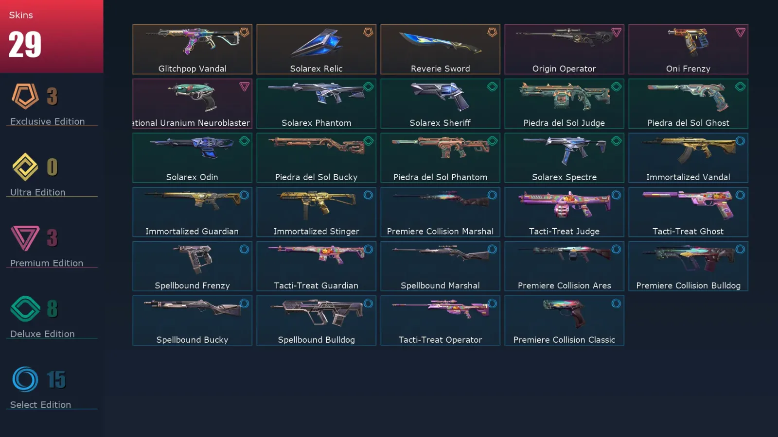 [Valorant] | EU | Level 57 | Iron 3 | 19 Agents | 29 Skins